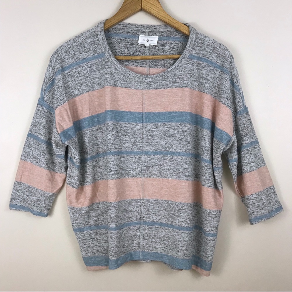 Lou & Grey Marled Striped Slouchy Short Sleeve Top
